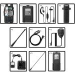 BaoFeng (UV-5R Pro) Ham Radio Handheld Walkie Talkies UHF VHF Dual Band 2-Way Radio Full Kit with an Extra 3800mAh Battery, Earpiece and Programming Cable (1 Pack)