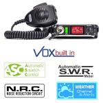 Bill III FCC AM/FM CB Radio with DIGIMIKE Microphone, Ultra-Compact with P Channels, NRC, Weather Channel, Scan Skip, ASC, VOX, USB Port, 7 Color Display with Lumintrail Keychain