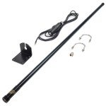 HYSHIKRA GMRS Outdoor Fiberglass Antenna, 462-467Mhz 43.3In Base Antenna with 5Meter(16.4ft) RG58 Coax Cable and L Shape Bracket Spring for Baofeng Kenwood Midland Yaesu Icom Motorola Mobile Radio