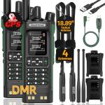 BAOFENG DM32 DMR Radio Ham Radio Handheld Rechargeable Walkie Talkies Long Range DM32UV Two Way Radio NOAA Weather Radio with GPS, Copy Frequency Battery USB-C Charger with Radio Holster (2Pack)