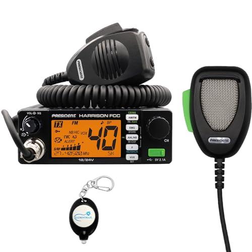 Harrison FCC AM/FM CB Radio with DIGIMIKE Microphone, CTCSS/DCS, Large 7 Color LCD Display, Weather Channel/Alert, ASC, VOX, Scan Skip, USB Port, NRC, Automatic SWR, PA, with Keychain