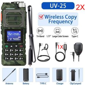 Baofeng UV25 Walkie-Talkie 136-174&220-260&400-520MHz Tri-Band Two Way Radios 2X