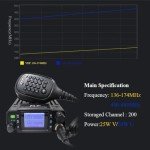 TH-8600 Mini Mobile Radio IP67 Waterproof 25W Dual Band VHF/UHF 144-148MHz/420-450MHz Mobile Car Radio Transceiver