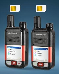 2-Pack Global PTT 4G Walkie Talkies with Pre-Installed SIM Cards - Nationwide Coverage Unlimted Communication Range PoC Two Way Radios Audio and Rugged Design (Black)