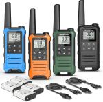 Long Range Walkie Talkies for Adults 4 Pack Rechargeable NOAA Camping Radios