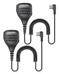 2-Pack USB-C Shoulder Speaker Microphone for Global-ptt PoC Radios G9 G6 Plus G8PLUS G500 K300, Handheld Palm Mic with PTT Button for Security Police Construction Dispatch Communication (USB C)