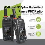 Talkpod N39plus Rapid Walkie Talkie Unlimited Range, PoC Radios Nationwide PTT Two Way Radios Long Distance for Family, Logistics, Company with sim Card, 2 Pack (Black)