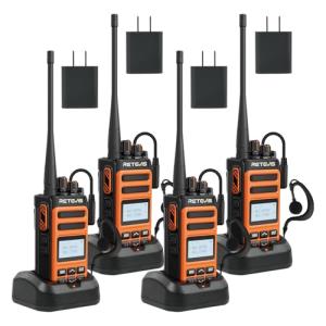 Retevis Mate Talk C6B GMRS 2 Way Radio Long Range,Rechargeable Walkie Talkies Fast Charging with Earpiece,NOAA,LCD Screen,Type-C,1500mAh,Easy Pairing,Two Way Radio for Hospitality Industry(4 Pack)