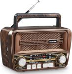 Gelielim Portable Radio AM FM, Vintage Retro Bluetooth 5.3 Speaker, Shortwave 