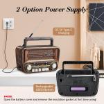 Gelielim Portable Radio AM FM, Vintage Retro Bluetooth 5.3 Speaker, Shortwave 