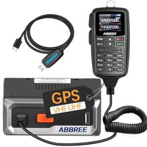 ABBREE Mobile Ham Radio 30W GPS Dual Band 136-174MHZ/400-480MHZ NOAA VHF/UHF Long Range Base Station Two Way Radio with Speaker Mic,Air Band,Dual PTT,DTMF,500Channels for Car Vehicle Radios