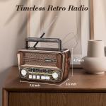Gelielim Portable Radio AM FM, Vintage Retro Bluetooth 5.3 Speaker, Shortwave 