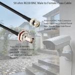 Superbat BNC Cable 50 ohm 50ft BNC Male to Female Bulkhead RG58 Coaxial Cable Extension for UHF/VHF Ham Radio Microphone Antenna Tuner CCTV Amateur Radio etc.