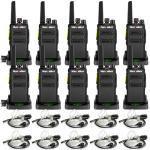 MaxTalker Walkie Talkies Long Range, MT12D FRS Radios Walkie Talkies Rechargeable with Earpiece, Type-C Charging, 1500mAh Battery, Two Way Radio for Adults School Restaurant Business (10 Pack)