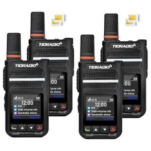 TIDRADIO TD-G18 Rapid Unlimited Range PoC Radio, Global Walkie Talkies Long Distance 6000 Miles, Compatible with TD-M15, Nationwide SIM Card Two-Way Radio for Truck Fleet & Construction Site, 4 Pack