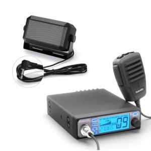 [with External Speaker] Radioddity CB-500 CB Radio Mobile Transceiver with Noise Reduction, AM FM, 4W Power Output, Instant Emergency Channel 9/19, Support PA System + 5W Mini Soeaker with 71" Cable