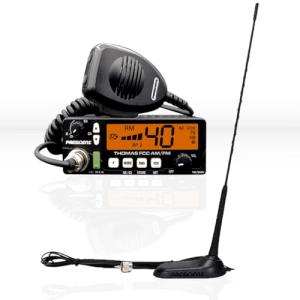 President Radio Heavy Duty (HD) Kit with Thomas FCC 40-Channel,12/24 Volt AM/FM CB Radio and Virginia F Magnet-Mount Antenna