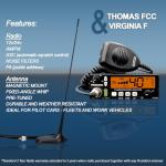 President Radio Heavy Duty (HD) Kit with Thomas FCC 40-Channel,12/24 Volt AM/FM CB Radio and Virginia F Magnet-Mount Antenna
