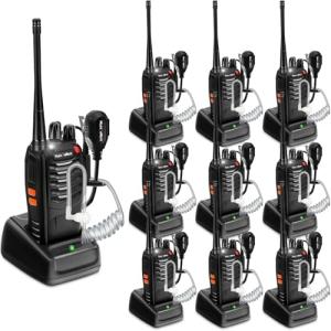 Radios Walkie Talkies Long Range: MaxTalker MT-8S Walkie Talkie with Earpiece, 1500mAh Battery, Rechargeable Walkie Talkies for Adults Business Education, Construction School Church Restaurant,10 Pack