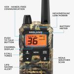 Midland - T295VP4 X-TALKER Walkie Talkies with 22 GMRS Channels – Two-Way Radio NOAA Weather Alert & Scan Technology, Dual Power Options, 121 Privacy Codes, Silent Operation – Camo, Set of 2