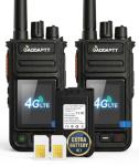 GAODAPTT Nationwide 4G POC Radio Unlimited Range Walkie Talkie LTE Cellular Network Handheld PTT Two Way Radio 2 Pack with 1 Extra Battery