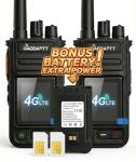 GAODAPTT Nationwide 4G POC Radio Unlimited Range Walkie Talkie LTE Cellular Network Handheld PTT Two Way Radio 2 Pack with 1 Extra Battery