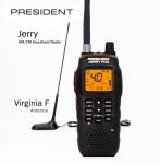 President Road Warrior CB Radio Kit –President Jerry AM/FM Handheld CB Radio w/Vehicle Charging System and Virginia F (Fixed Angle) Antenna Bundle, Suitable Communication for Off-Road Enthusiasts.