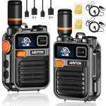 Walkie Talkies Fast Radio Unlimited Range Nationwide Long Distance 8000 Miles Handheld 4G LTE POC Two Way Radio Push to Talk Over Cellular Radio Long Range Walkie talkies (2 with SIM Card)