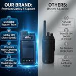 Lifetime Free 4G LTE Walkie Talkies with Multiple Batteries & Noise-Cancelling Headset, No Monthly Fee Unlimited Range POC Two-Way Radio, Extra Batteries Included, Nationwide Push-to-Talk for Business