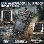 Lifetime Free 4G LTE Walkie Talkies with Multiple Batteries & Noise-Cancelling Headset, No Monthly Fee Unlimited Range POC Two-Way Radio, Extra Batteries Included, Nationwide Push-to-Talk for Business