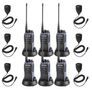 Retevis MateTalk C4 Two Way Radio Long Range,Hands Free Walkie Talkie with Shoulder Mic,Smart Voice Control,19-Hours,Noise Reduction,Type-C,Repeater Capable,GMRS 2 Way Radio for Work Jobsite (6 Pack)