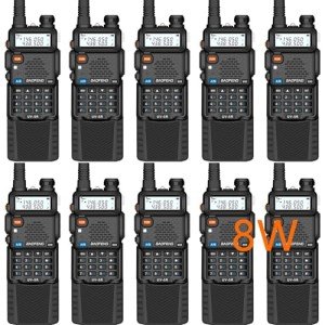 Baofeng UV-5R 8W Dual Band Two Way Radio with 3800mAh Battery Handheld Ham Radio Long Range Walkie Talkies Pack of 10 for Adults School Team Management (Black)