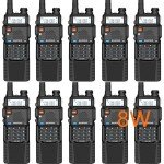 Baofeng UV-5R 8W Dual Band Two Way Radio with 3800mAh Battery Handheld Ham Radio Long Range Walkie Talkies Pack of 10 for Adults School Team Management (Black)