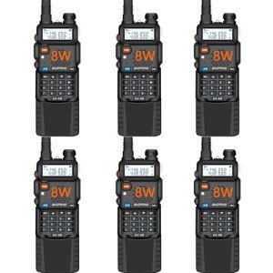 Baofeng UV-5R 8W Handheld Ham Radio with 3800mAh Battery Dual Band Two-Way Radio Long Range Walkie Talkies Pack of 6 for Hiking Camping Hunting Skiing Trip (Black)