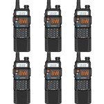Baofeng UV-5R 8W Handheld Ham Radio with 3800mAh Battery Dual Band Two-Way Radio Long Range Walkie Talkies Pack of 6 for Hiking Camping Hunting Skiing Trip (Black)