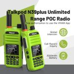 Talkpod N39plus Rapid Walkie Talkie Unlimited Range, PoC Radios Nationwide PTT Two Way Radios Long Distance for Family, Logistics, Company with sim Card, 2 Pack (Green)