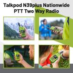 Talkpod N39plus Rapid Walkie Talkie Unlimited Range, PoC Radios Nationwide PTT Two Way Radios Long Distance for Family, Logistics, Company with sim Card, 2 Pack (Green)