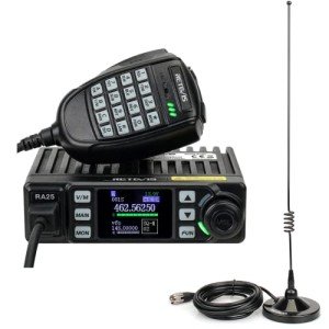 Retevis GMRS Radio Communication Solutions, RA25 GMRS Mobile Car Radio Mini Mobile Transceiver with 8 Base Station for Farm (1 Pack) with Dual Band Mobile Radio Antenna, 2m/70cm Radio Antenna(1 Pack)