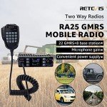 Retevis GMRS Radio Communication Solutions, RA25 GMRS Mobile Car Radio Mini Mobile Transceiver with 8 Base Station for Farm (1 Pack) with Dual Band Mobile Radio Antenna, 2m/70cm Radio Antenna(1 Pack)