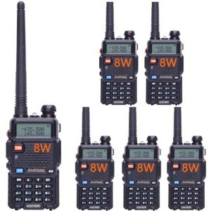 Baofeng UV-5R 8W Ham Radio Handheld Dual Band 2 Way Radio Long Range Walkie Talkies Pack of 6 for Hiking Camping Hunting Skiing Trip(Black)