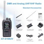 Dual Band DMR Handheld Mobile Two-Way Radio AT-D168UV, VHF/UHF Digital/Analog TRANSCEIVER w/Satellite Function,Digital/Analog APRS-10K Talk Groups and 500K Digital Contacts 2 Batteries for Team Work