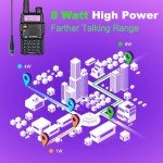 BAOFENG UV-5R 8W Ham Radio Dual Band Long Range UV5R Two Way Radio with 4pcs Handheld Speaker Mic & 4pcs771 Antenna and Programming Cable BF UV5R 4Packs