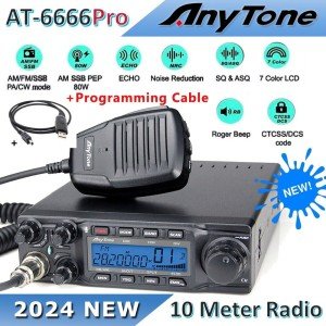 New AnyTone AT-6666PRO 10-Meter Mobile Transceiver Add a Programming Cable