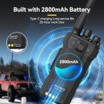 Retevis Ailunce HA1UV Ham Radio Handheld,Dual Band Radio with Cable,IP67 Waterproof,USB-C Charging,2800mAh Battery,NOAA,Emergency Alarm,Long Range Handheld Transceiver for Camping Adventures(2 Pack)