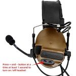 HEARFALCOM Dual Communication COMTA III Tactical Headset with PTT Adapters U94 PTT Compatible with Baofeng UV-5R, UV-82 Walkie Talkie Suitable for Airsoft Sports, Hunting, Hearing Protection（CB）