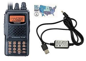 Yaesu FT-60R VHF/UHF 2 Meter/70cm Dual Band 5W FM Handheld Transceiver with Yaesu Compatible USB Charging Cable and Ham Guides TM Quick Reference Card