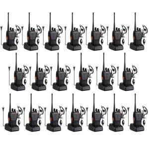 Baofeng Walkie Talkies 888S Rechargeable Long Range with Earpieces for Adults, 16 Channel Professional Radio Handheld Two Way Radios Li-ion Battery and Charger Included (20pack with 20earpiece)