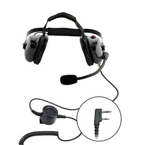 PROMAXPOWER Black Heavy Duty Professional Noise Cancelling Dual Muff Headset with Boom Mic & PTT Cable for Kenwood & Baofeng Two-Way Radios TK-3360, BF-888S, H-777, UV-5R, RT21