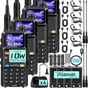 BAOFENG Ham Radio Handheld UV-5RM: 10W Ham Radios Long Range NOAA Weather Two Way Radios Copy Frequency with Programming Cable, 2500mAh Battery, Type-C Charging, BAOFENG Radio 4 Pack