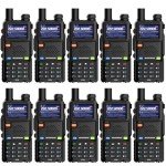 BAOFENG Radio 5RM 10W Ham Radio Long Range Handheld Tri-Band 2 Way Radio Rechargeable Walkie Talkies for Adults, Agriculture, Construction, Education, Golf Course, Security (Black, 10 Pack)